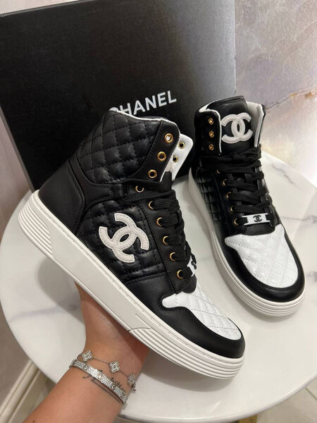 Кеды высокие Chanel женский кожа черный 126292-4