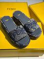 Шлепки Fendi женский текстиль графитовый 188767-2