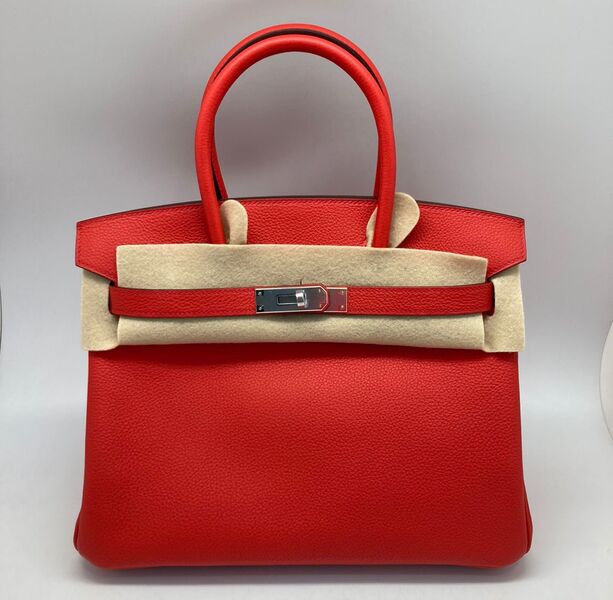Сумка Hermès Birkin 30 ручная работа женский кожа бордовый 100587