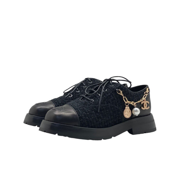 Дерби Chanel женский кожа черный 92513-2