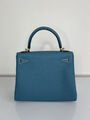 Сумка Hermèskelly 25 ручная работа женский кожа бирюзовый 100598-3