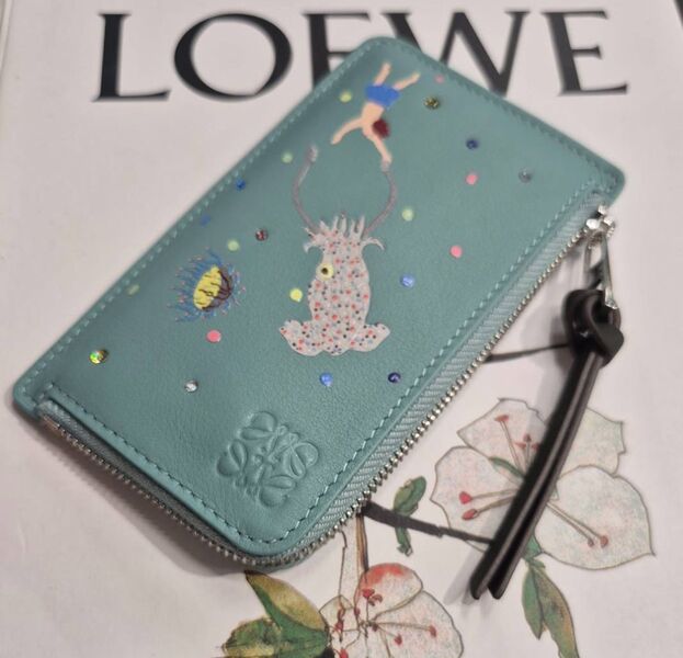 Картхолдер Loewe женский кожа бирюзовый 186088