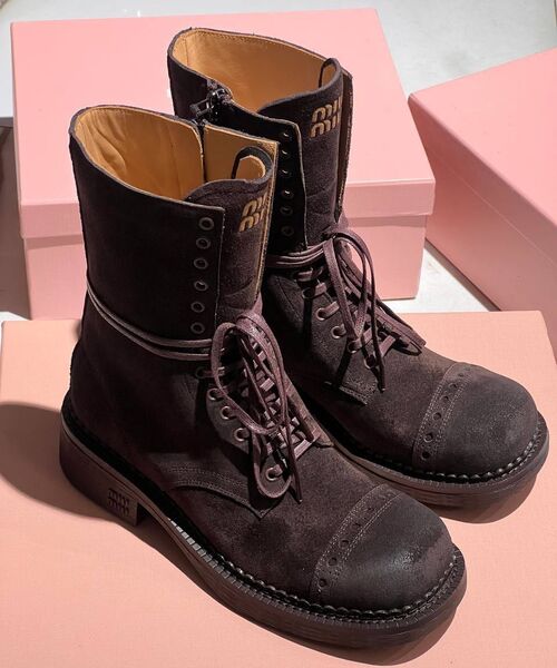 Ботинки Miu Miu женский замша 164450