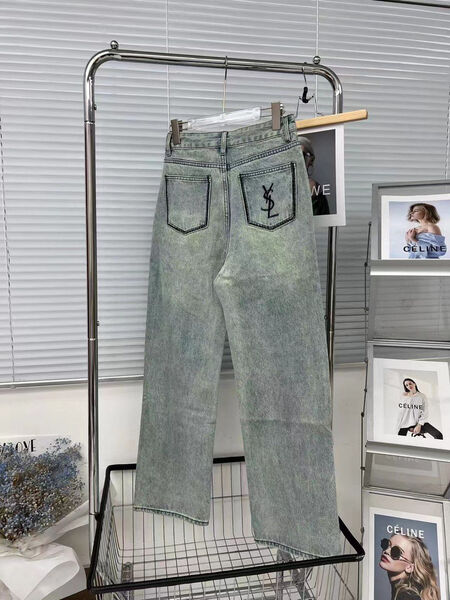 Джинсы Saint Laurent женский джинса болотный 126062-2