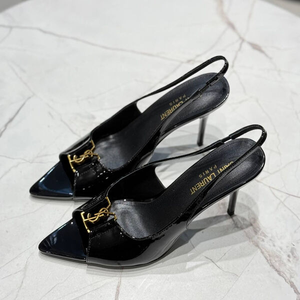 Босоножки Saint Laurent женский кожа черный 174000-2