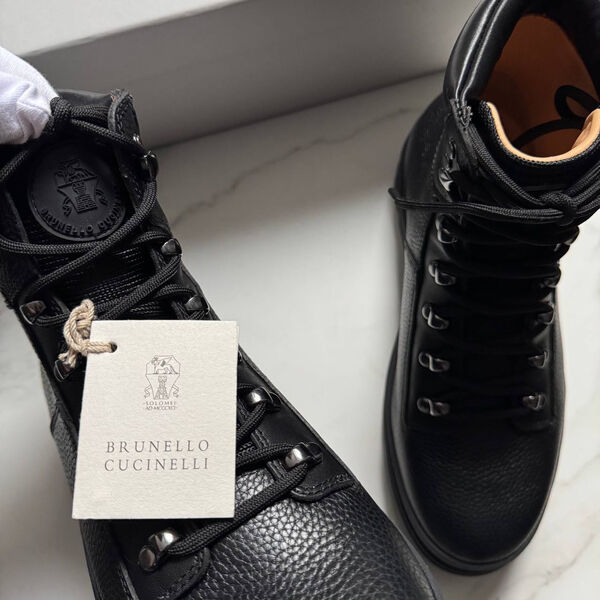 Мужские ботинки Brunello Cucinelli мужской кожа черный 168250-3