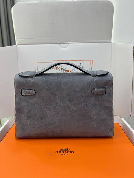 Сумка Hermèskelly Pochette женский замша графитовый 155749-5