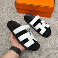 Мужские шлепки Hermès мужской кожа белый 115616-5