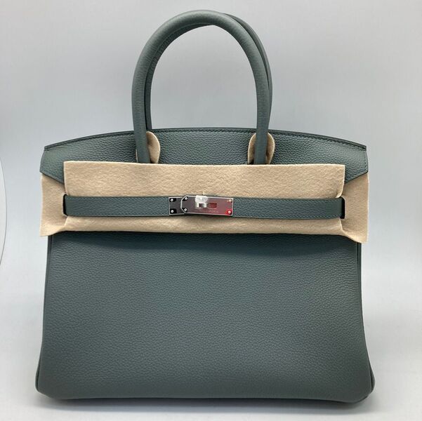 Сумка Hermès Birkin 30 ручная работа женский кожа болотный 100590