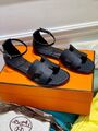 Босоножки Hermès женский кожа черный 4869-2