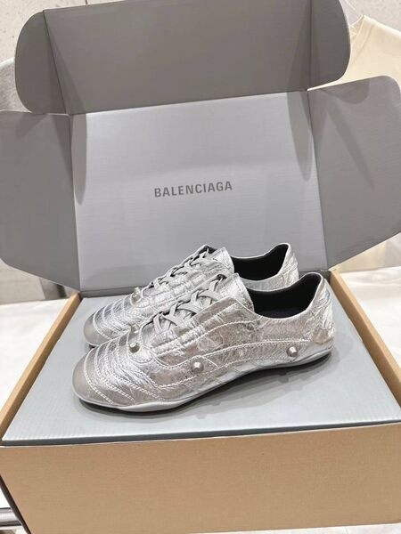 Женские кеды Balenciaga женский кожа серебристый k7666821-1