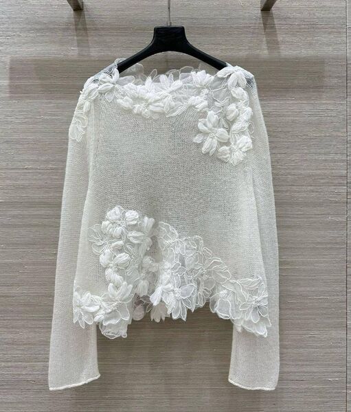 Свитер Ermanno Scervino женский вязаная ткань белый 195936