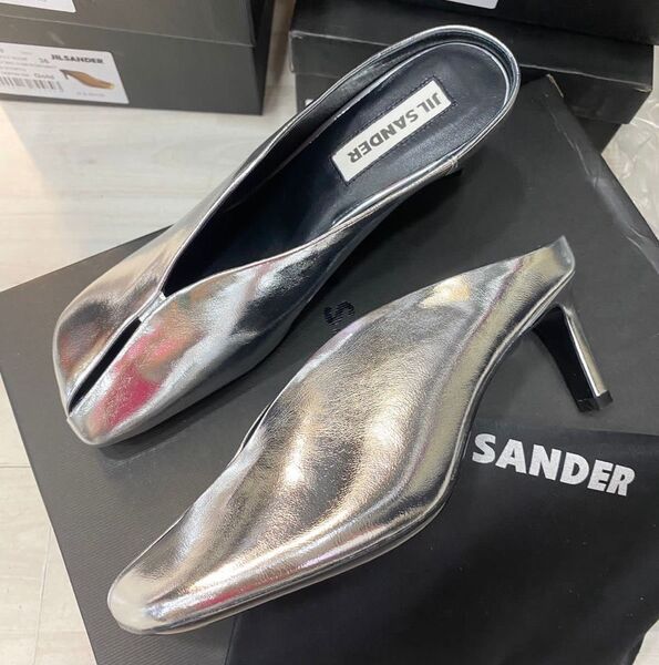 Шлепки Jil Sander женский кожа chèvre темно-серый 118390