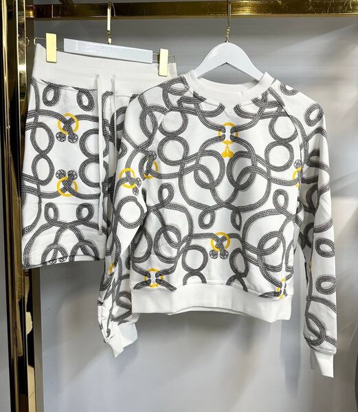 Костюм Hermès женский вязаная ткань белый 194189