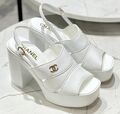 Босоножки Chanel женский кожа белый 146180-1