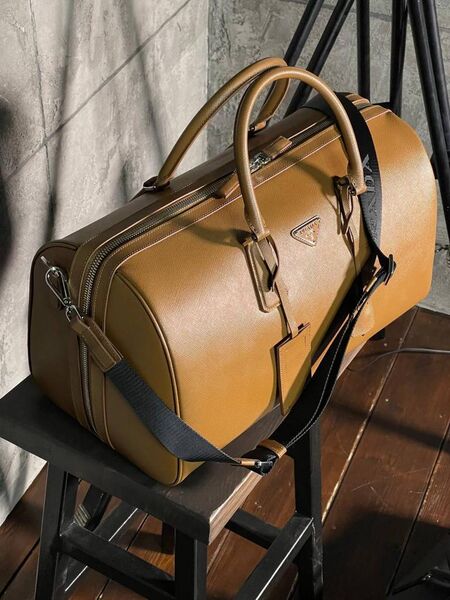 Дорожная сумка Prada мужской кожа горчичный 19283-4