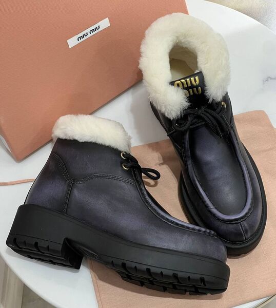 Ботинки Miu Miu женский кожа черный 168468