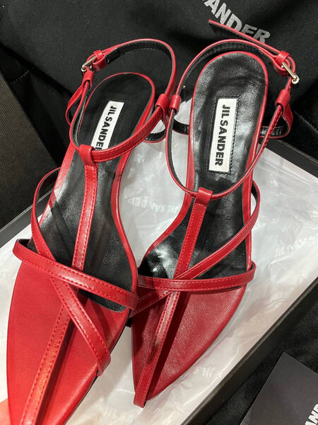 Босоножки Jil Sander женский кожа бордовый 155078-3