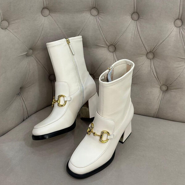 Ботильоны Gucci женский кожа белый 122999-3