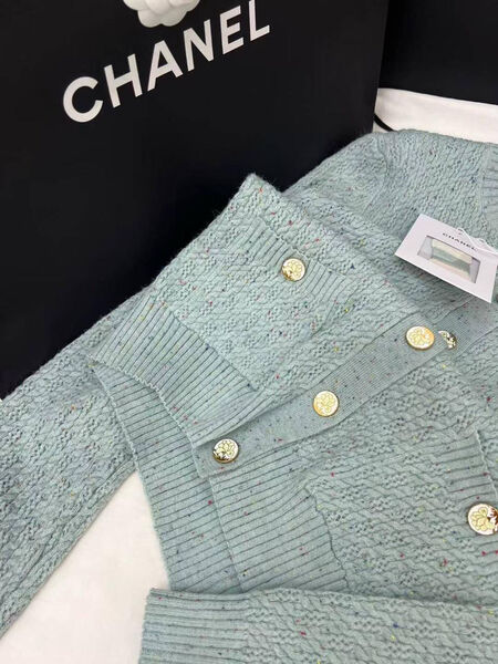 Кардиган Chanel женский вязаная ткань болотный 194958-3