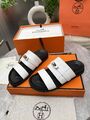 Женские шлепанцы Hermes женский кожа белый q5357785-1