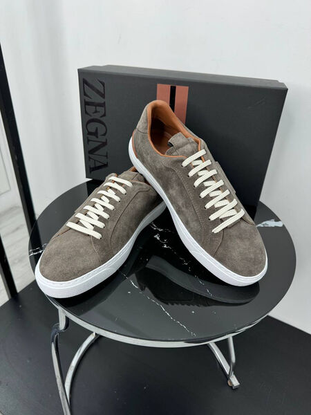 Мужские кеды Zegna мужской замша графитовый 192948-3
