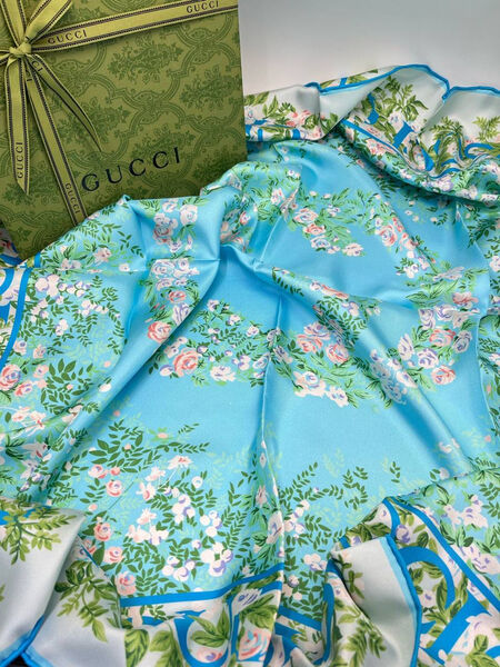 Платок Gucci женский шелк бирюзовый 197752