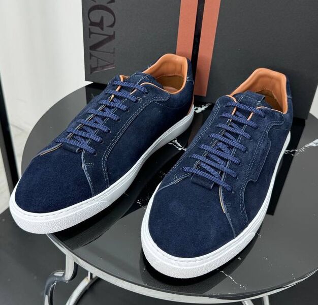 Мужские кеды Zegna мужской замша синий 192962