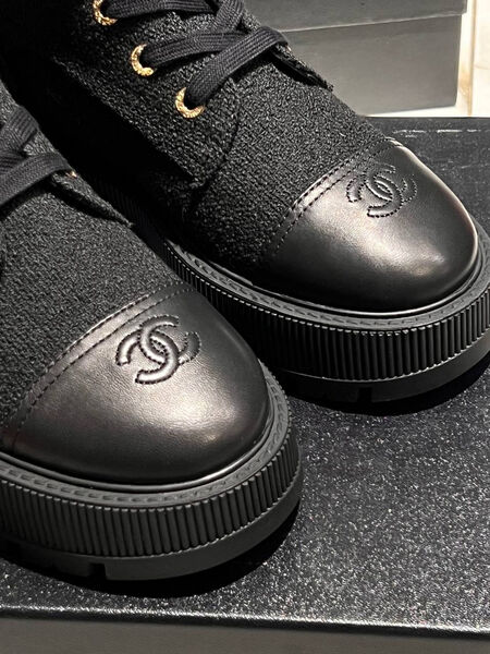Ботинки Chanel женский текстиль черный 165707-4
