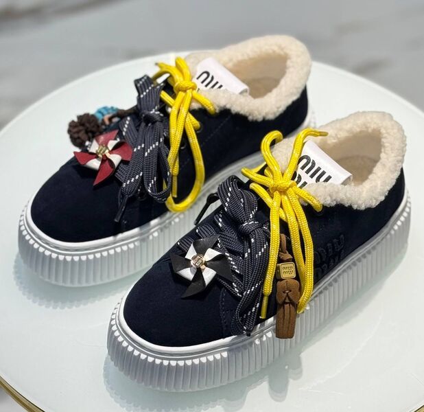 Кеды Miu Miu женский замша черный 199820