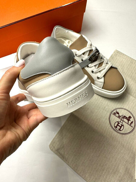 Кеды Hermès женский кожа бежевый 121442-3