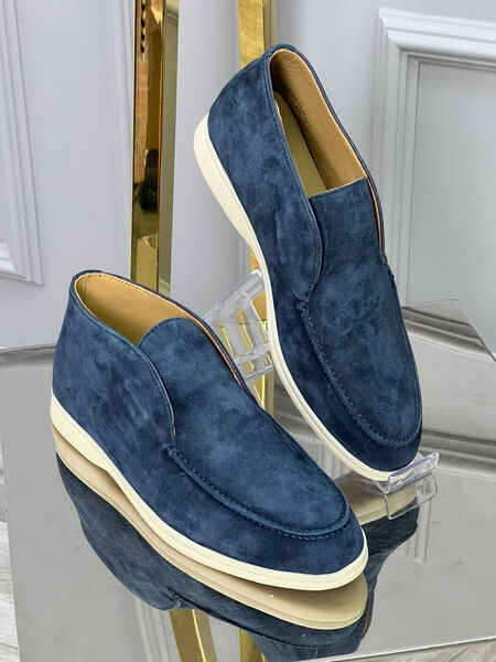 Лоферы Loro Piana женский замша бирюзовый 126405-2