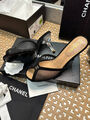 Шлепки Chanel женский кожа черный 154777-2