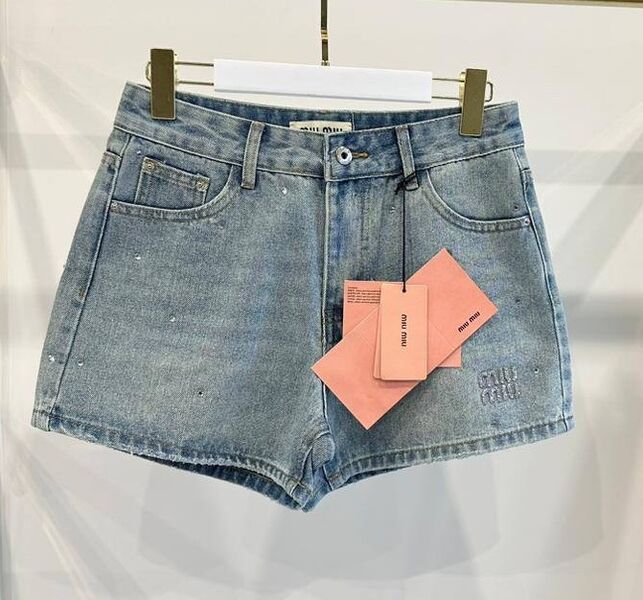 Шорты Miu Miu женский джинса бирюзовый 149616