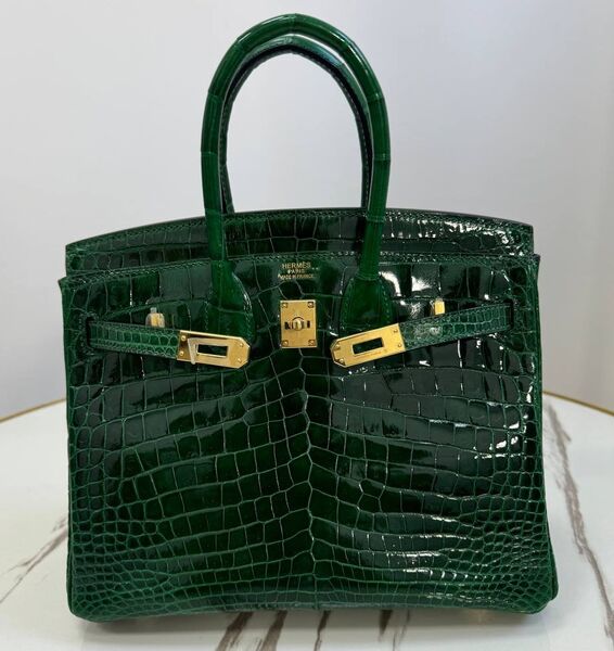 Сумка Hermès Birkin 25 женский кожа болотный 162973