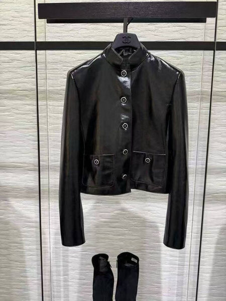 Куртка Chanel женский кожа черный 199015-3