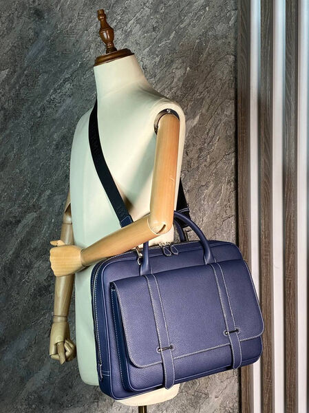 Мужской портфель Hermès мужской кожа синий 164056-5