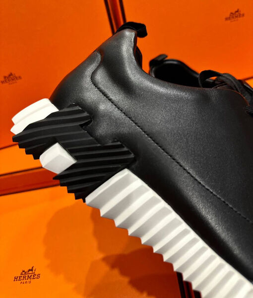 Мужские кеды Hermès мужской кожа черный 158172-4