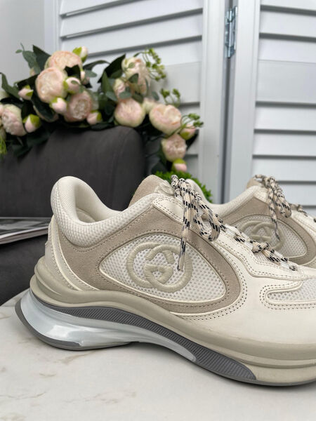 Кроссовки Gucci Run женский кожа белый 138968-2