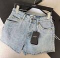 Шорты Saint Laurent женский джинса бирюзовый 117116-1