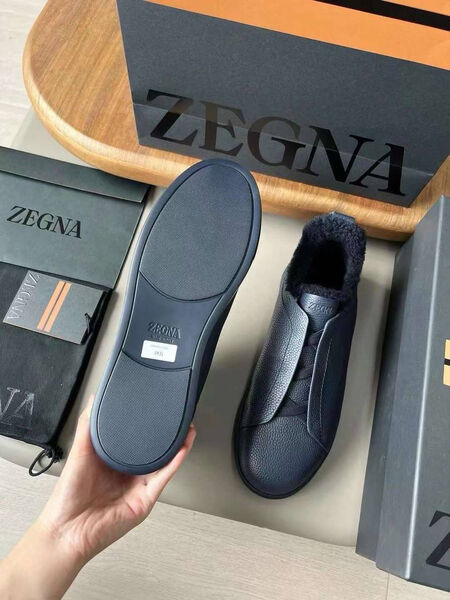 Мужские кеды Zegna мужской кожа синий 165928-9