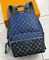 Мужской рюкзак Louis Vuitton мужской кожа синий 167100-1
