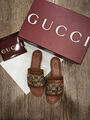 Шлепки Gucci женский канва 189892-3