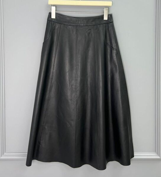Юбка Max Mara женский кожа swift черный 104381