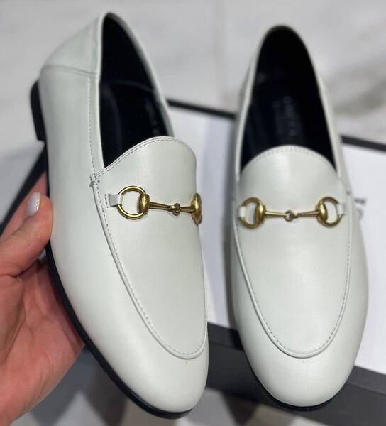 Лоферы Gucci женский кожа белый 99939