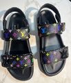 Сандалии Louis Vuitton женский кожа страуса черный,белый 185517