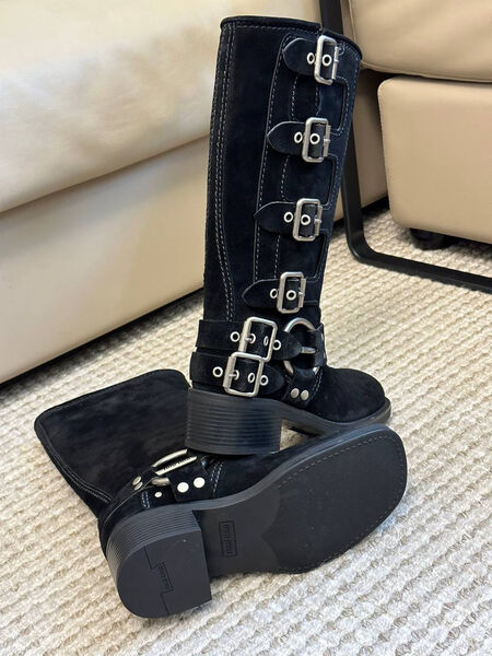Сапоги Miu Miu женский замша черный 125980-6