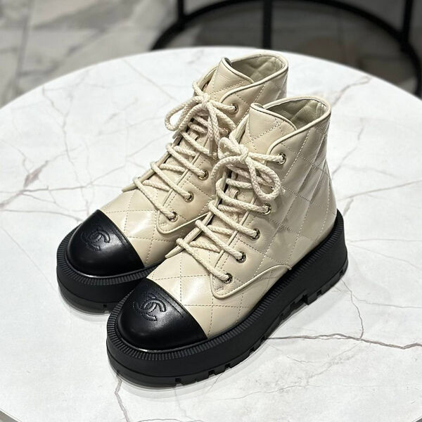 Ботинки Chanel женский кожа бежевый 159799-4