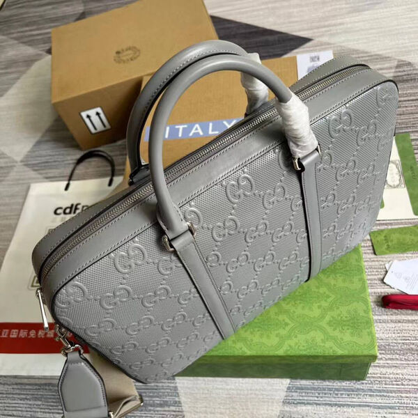 Мужской портфель Gucci мужской кожа графитовый 100123-5