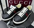 Мужские кеды Gucci мужской кожа черный 196037-1